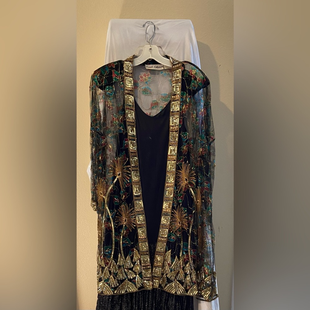 Sequined evening gowns and jacket.$40 each